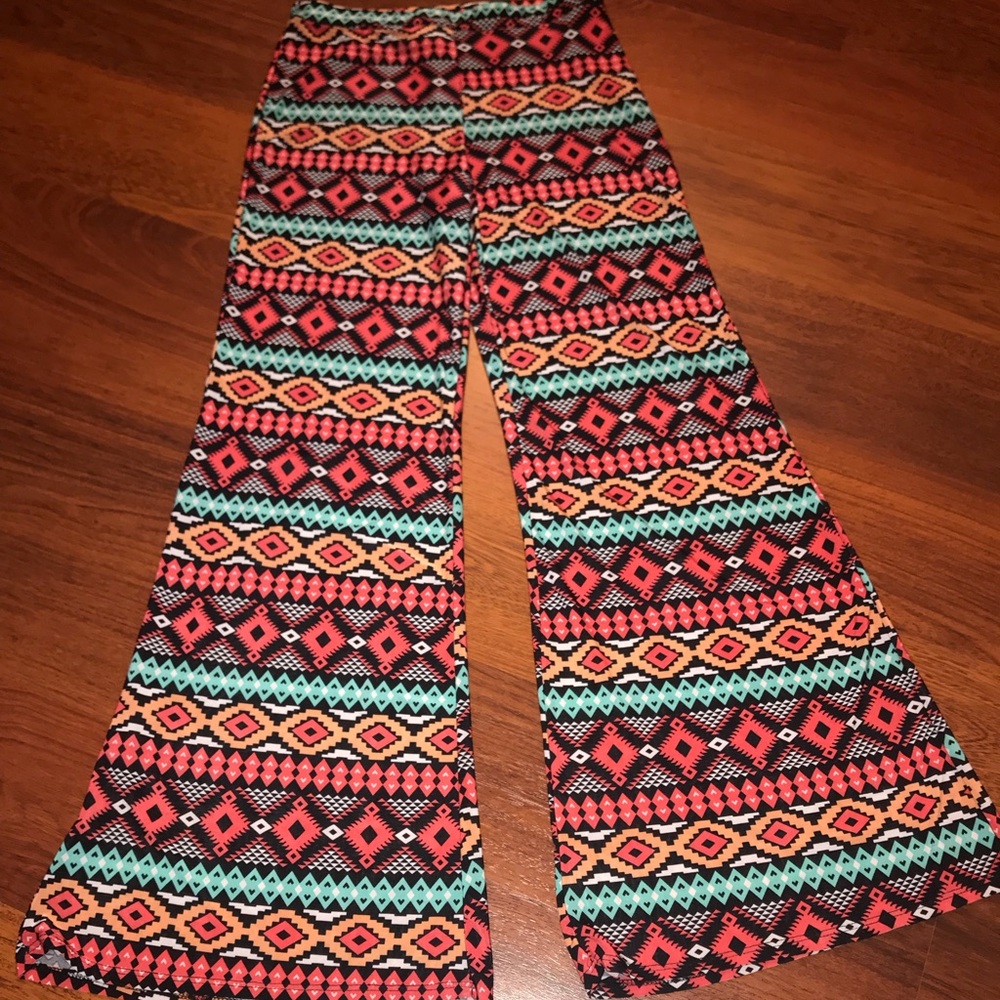 Aztec print wide leg pants